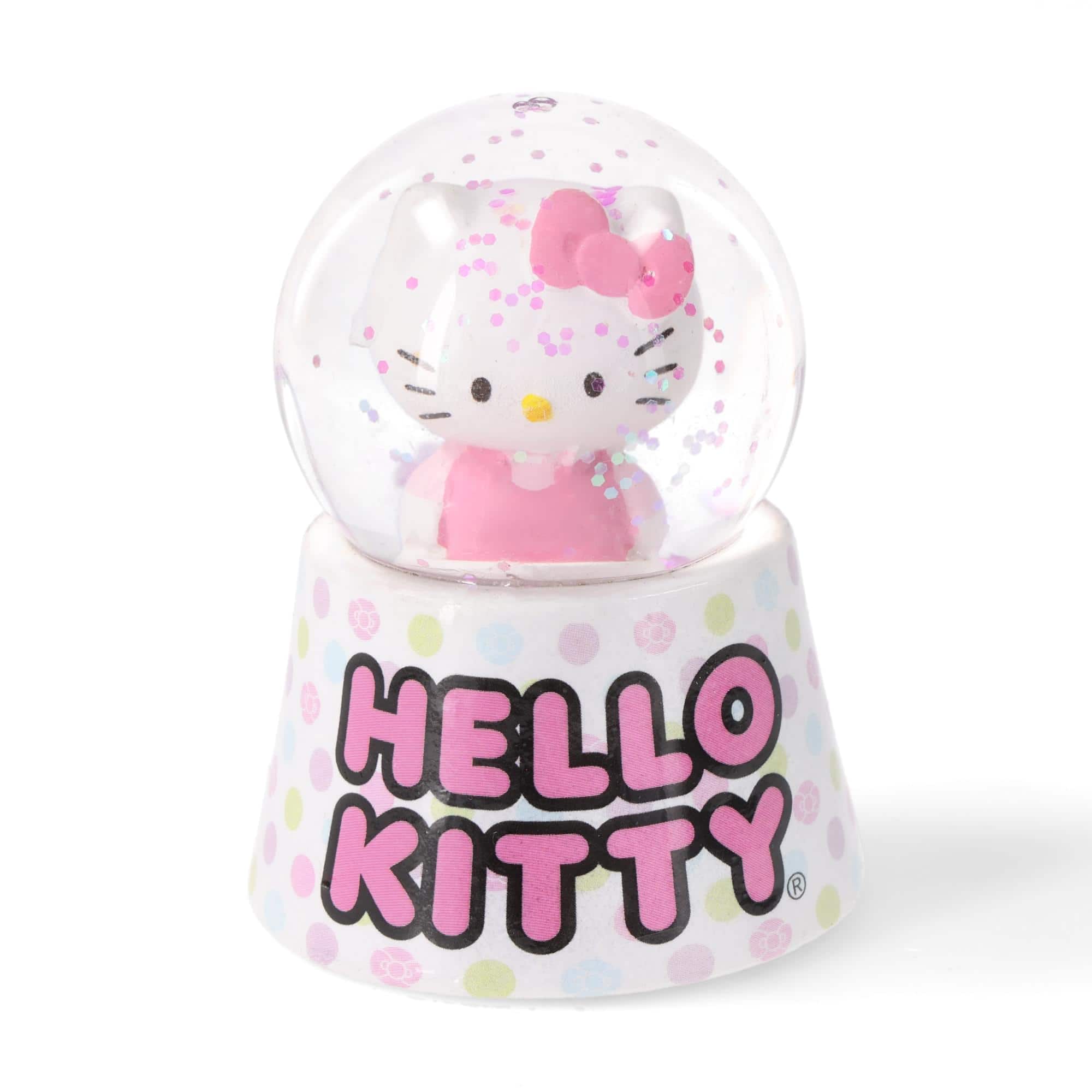 Sanrio Hello Kitty Polka Dots Mini Light-Up Snow Globe | 3 Inches Tall - Pink