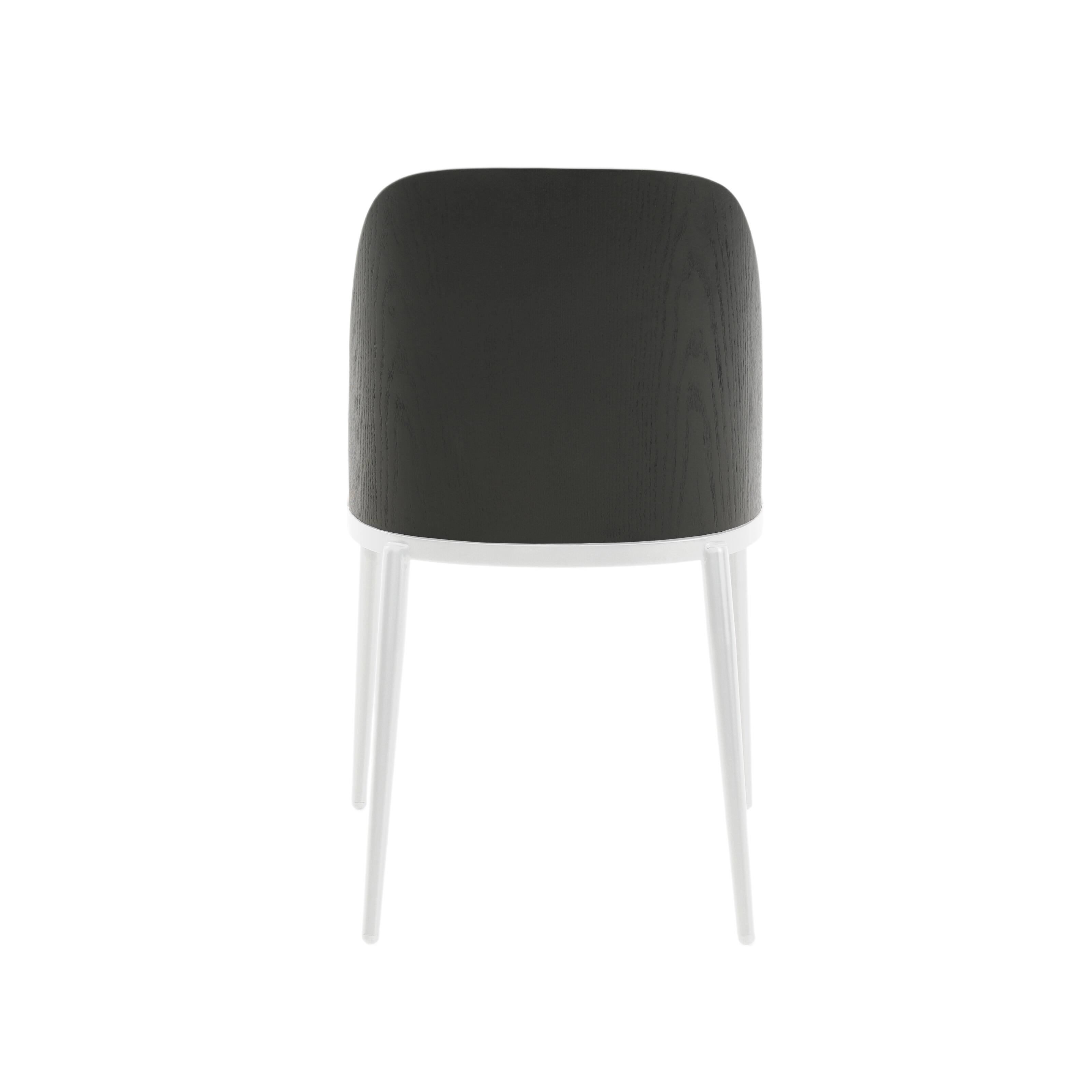 Alt View 1. LeisureMod - Tule Vintage Mid-Century Dining Chair, Modern Fabric Upholstered Kitchen Side Chair with Protective Floor Glides - Black/White.