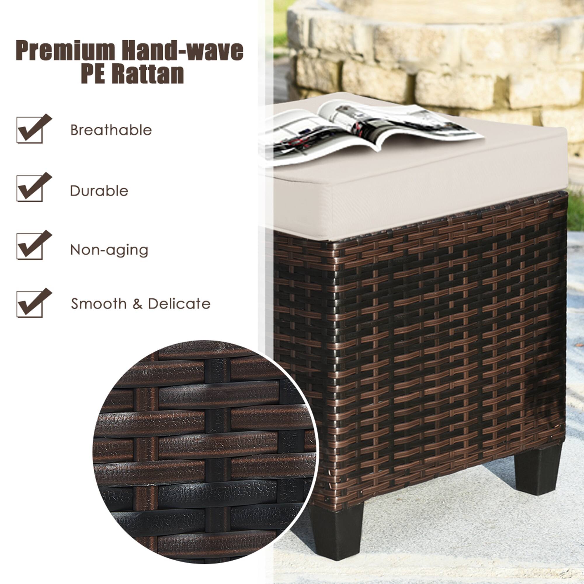 Premium Hand-wave PE Rattan

- Breathable
- Durable
- Non-aging
- Smooth & Delicate