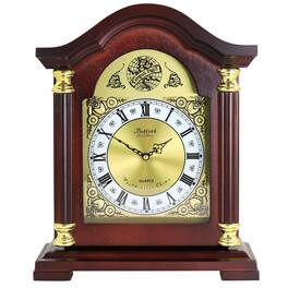 Bedford Clock Collection - Redwood Mantel Clock with Chimes - Brown