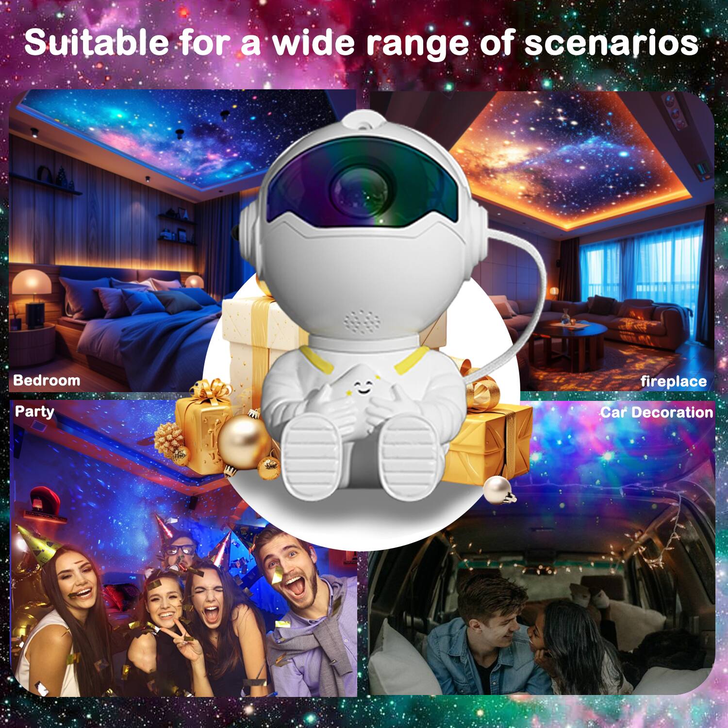 Suitable for a wide range of scenarios

- Bedroom
- Party
- fireplace
- Car Decoration