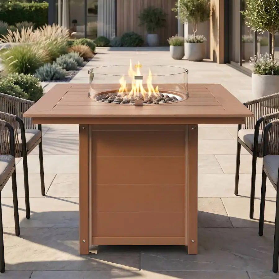WestinTrends Helios 42" Modern Outdoor Patio Gas Propane Square Fire ...