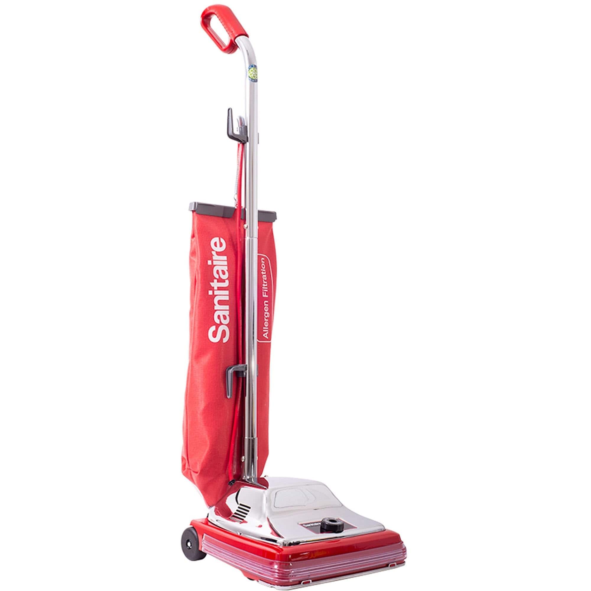 Eureka - Sanitaire SC888N Tradition Upright Vacuum – Bagged 6.1 qt ST Bag 7 A Motor Chrome Hood 50′ Cord Allergen Filtration - Red