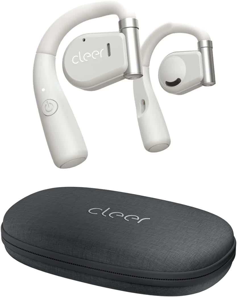 Cleer - ARC Open-Ear Earbuds – True Wireless, Touch Controls, 18Hr Playtime, Secure Fit, Custom EQ - Light Grey