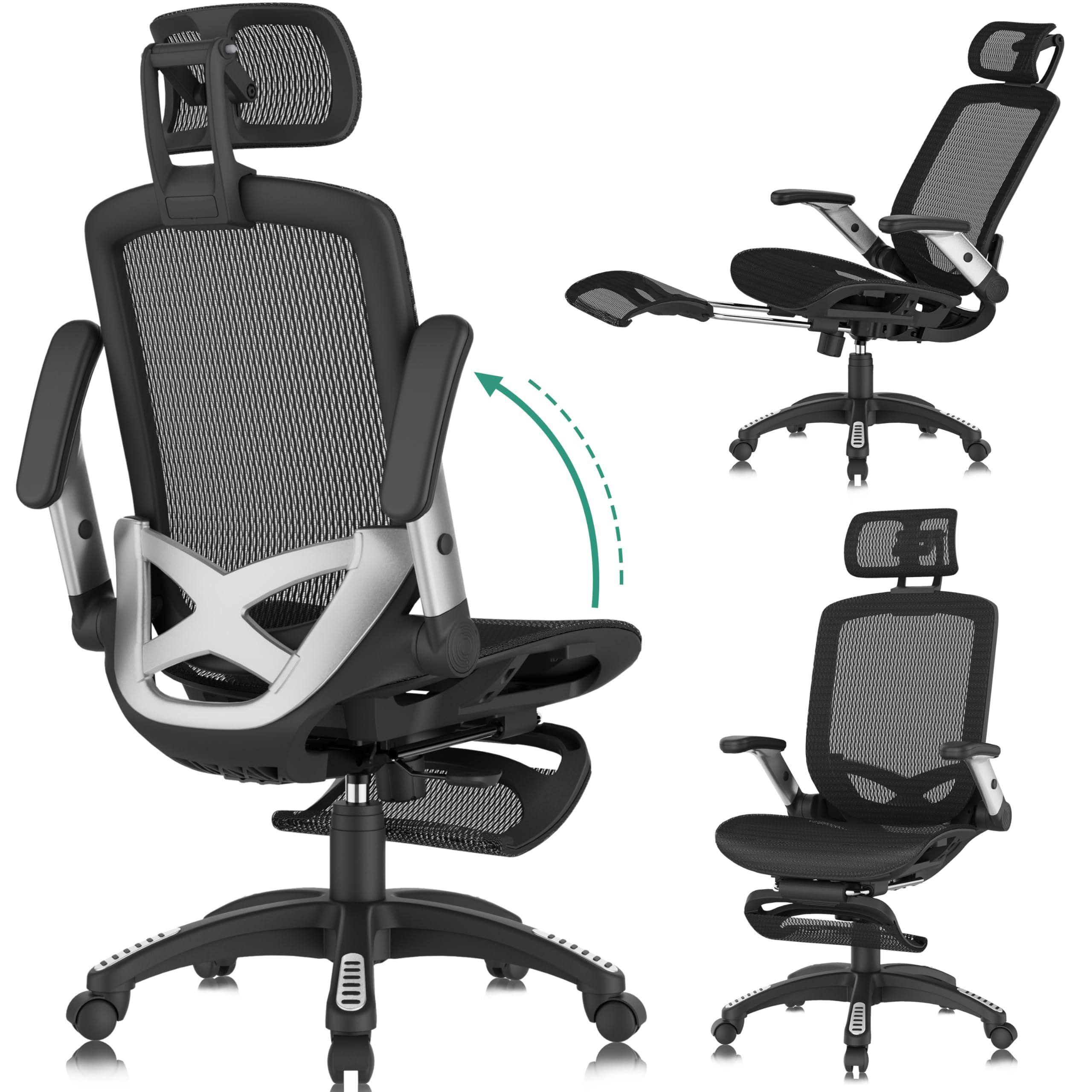 Front. Hirose Alice - GABRYLLY Office Chair with Footrest, Ergonomic Desk Chair - 135 Recline Wide, 45 Flip-Up Arms,3D Headrest... - Default.
