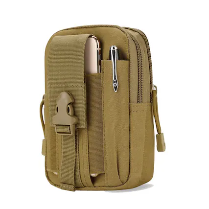 Front. JupiterGear - Tactical MOLLE Military Pouch Waist Bag for Hiking, Running and Outdoor Activities - Khaki.