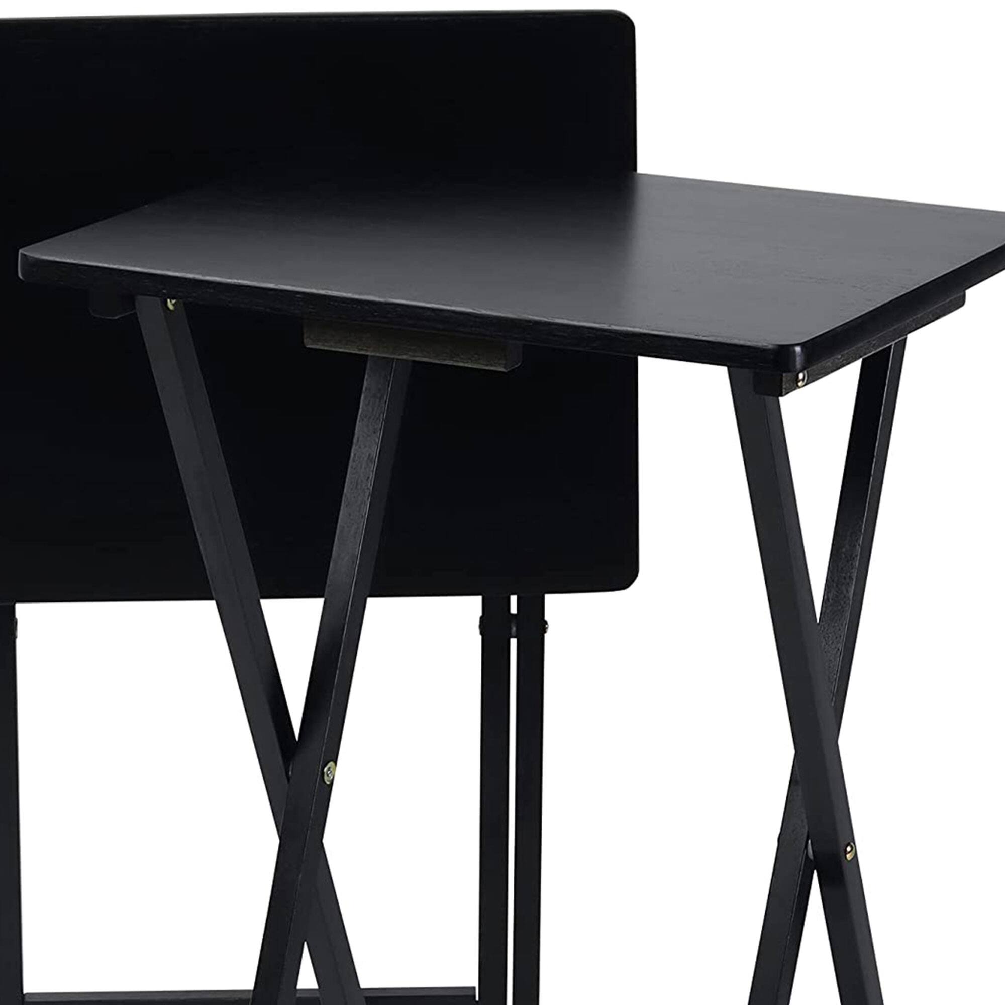 Alt View 7. PJ Wood - PJ Wood Folding TV Tray, Collapsible Portable Snack Tables, Black, 2 Piece Set - Black.