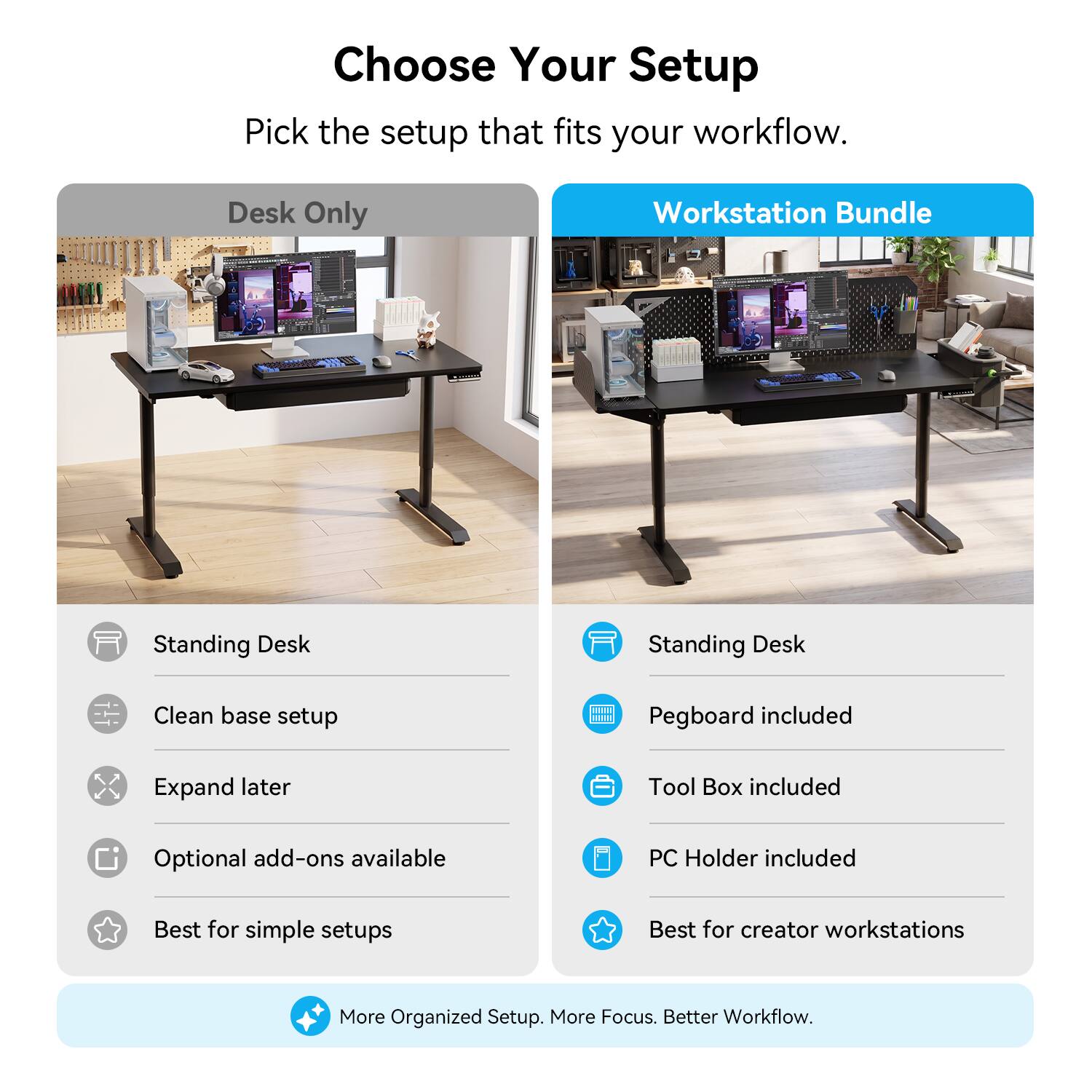 Livtab CreatorOne Pro Modular Electric Standing Desk with Pegboards ...