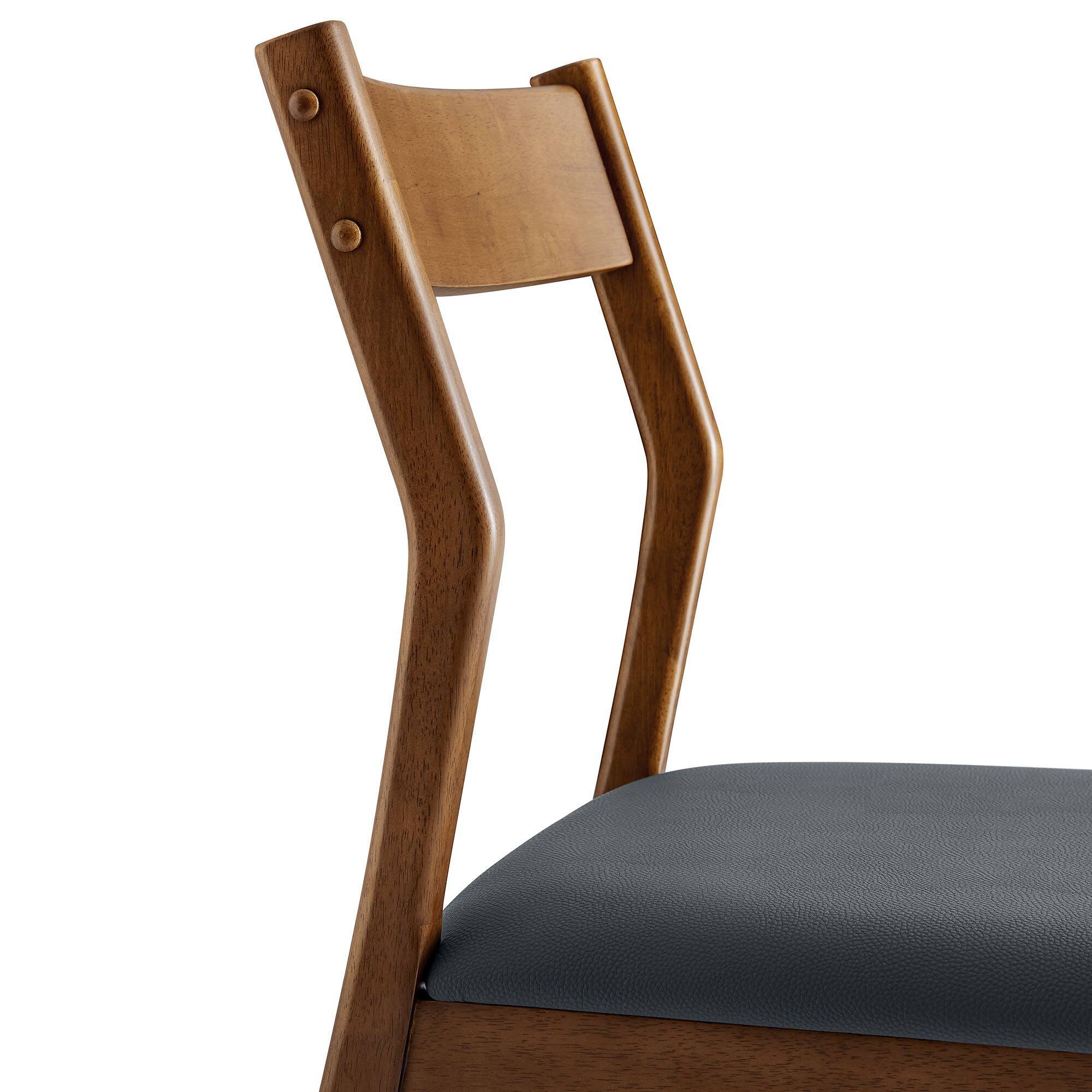 Alt View 4. Modway - Solara Vegan Leather Wood Dining Side Chairs Set of 2 by Modway - Black.