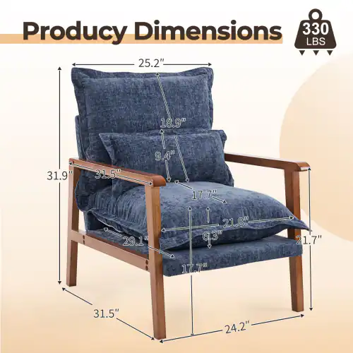 Product Dimensions: 330 LBS  
25.2"  
18.9"  
31.9"  
9.4"  
31.5"  
29.1"  
17.7"  
1"  
21.8"  
6.3"  
21.7"  
17.7"  
31.5"  
24.2"