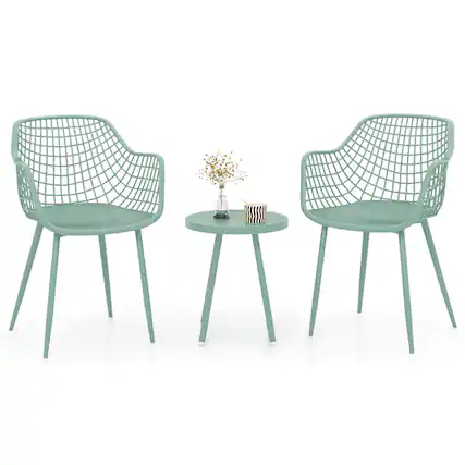 Front. Costway - Costway 3 Piece Patio Bistro Set All Weather Heavy Duty Table and Chairs Set of 2 - Green.