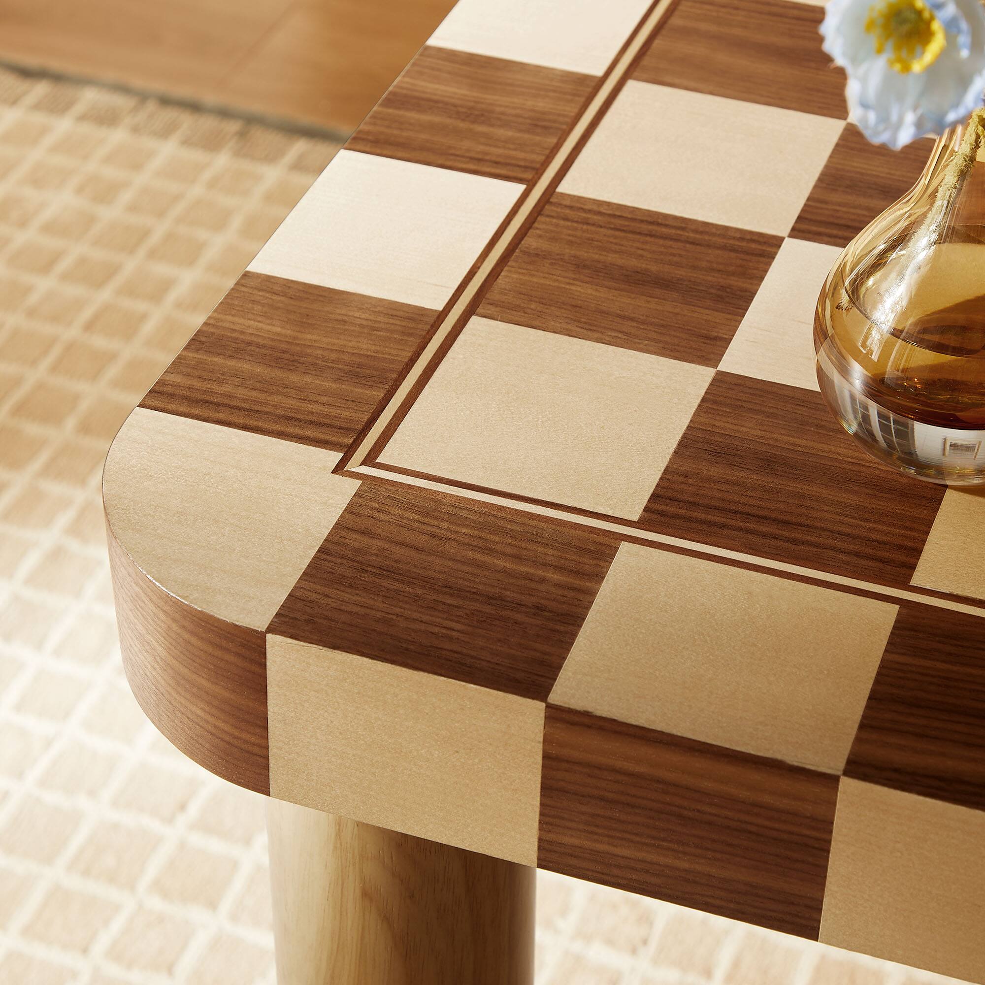 Alt View 1. Modway - Oscar 36 Inch Square Checkered Dining Table by Modway - Oak and Walnut.