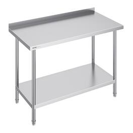 VEVOR - 24 x 48 x 36 Inch Stainless Steel Work Table, Heavy Duty Food Prep Worktable, Metal Work Table with Adjustable Height - Silver