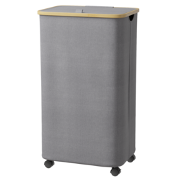 Tooloton - Rolling Laundry Hamper with Lid, 26 Gallon (100L) Clothes Basket, Bamboo Handle, Large Storage - Grey - Gray