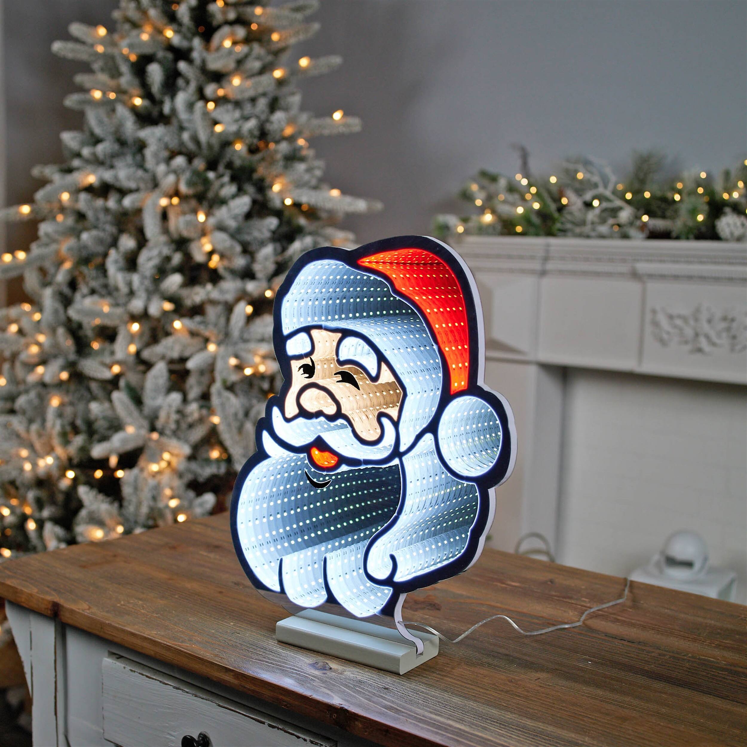 Left. BreeBe - Santa Head Ekkolight 16"H - Red, White.