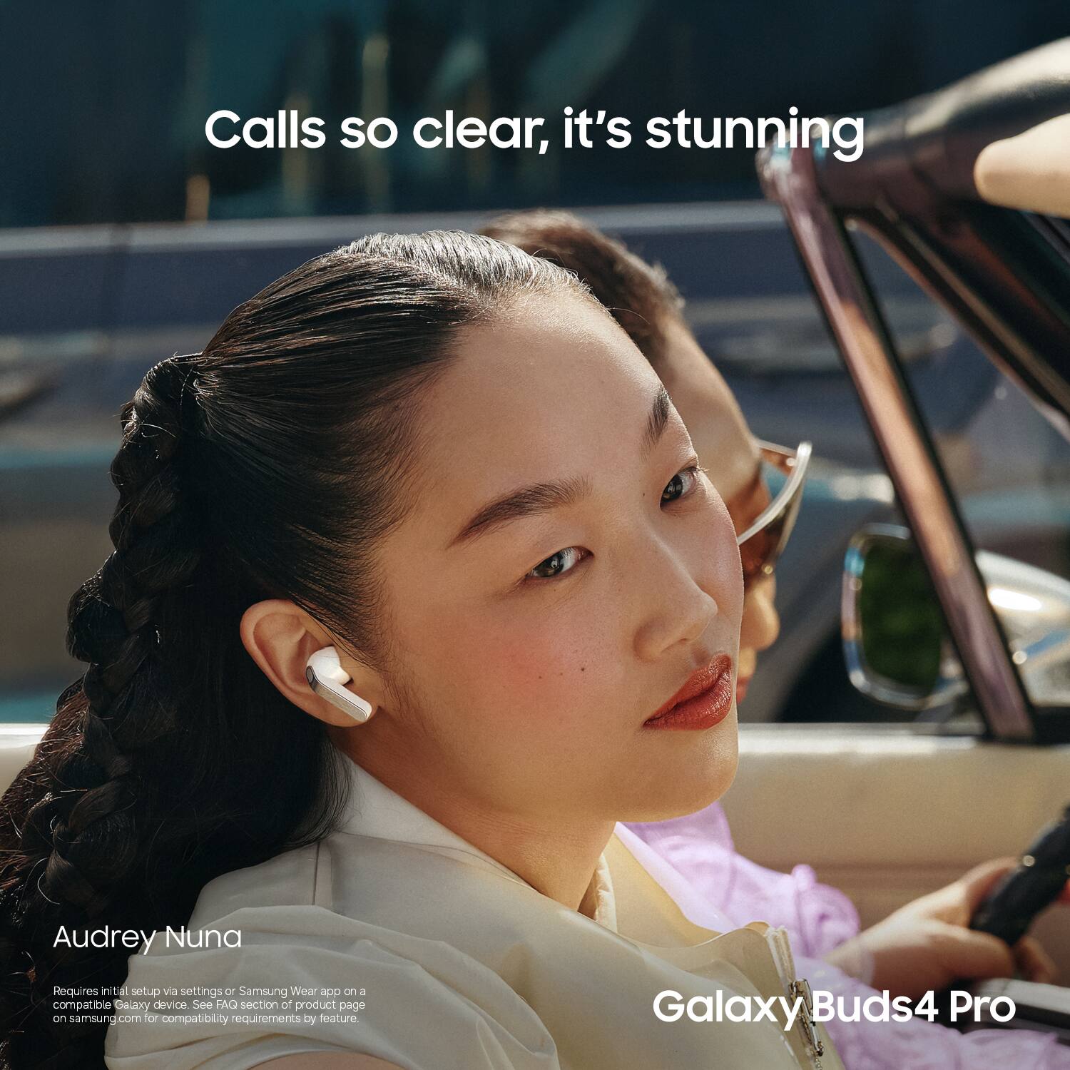 Calls so clear, it's stunning

Audrey Nuna

Requires initial setup via settings or Samsung Wear app on a compatible Galaxy device. See FAQ section of product page on samsung.com for compatibility requirements by feature.

Galaxy Buds4 Pro