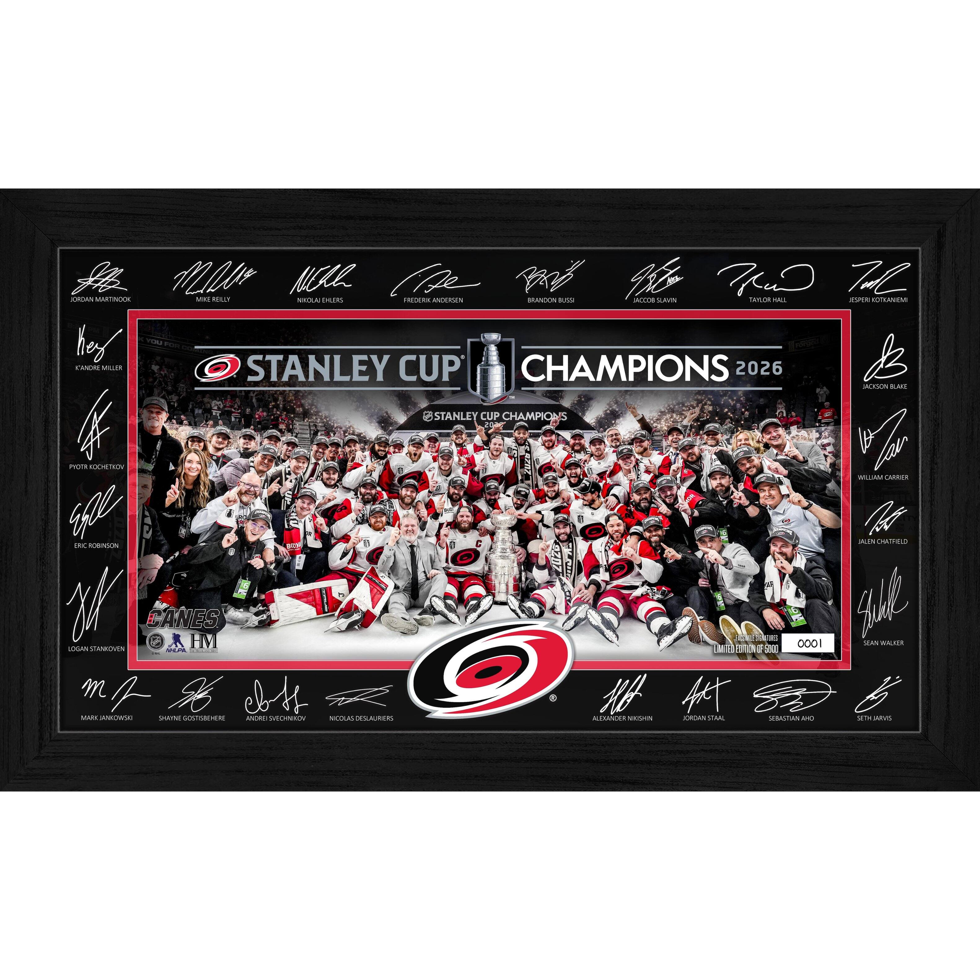 Carolina Hurricanes 2026 Stanley Cup Champions 12" x 20" Limited Edition Tradition Signature Frame
