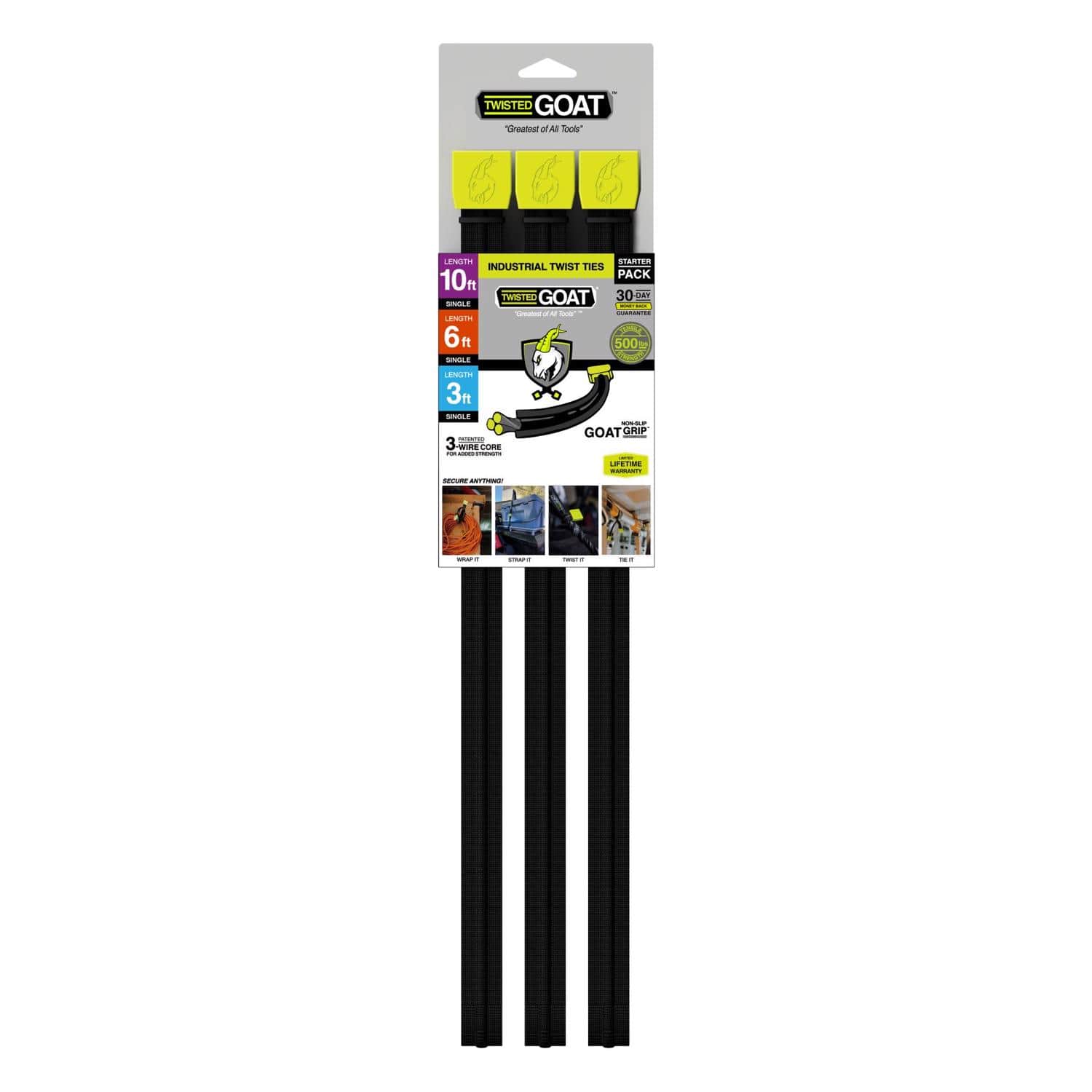 Twisted Goat - 36 in. L Black Twist Ties 3 pk