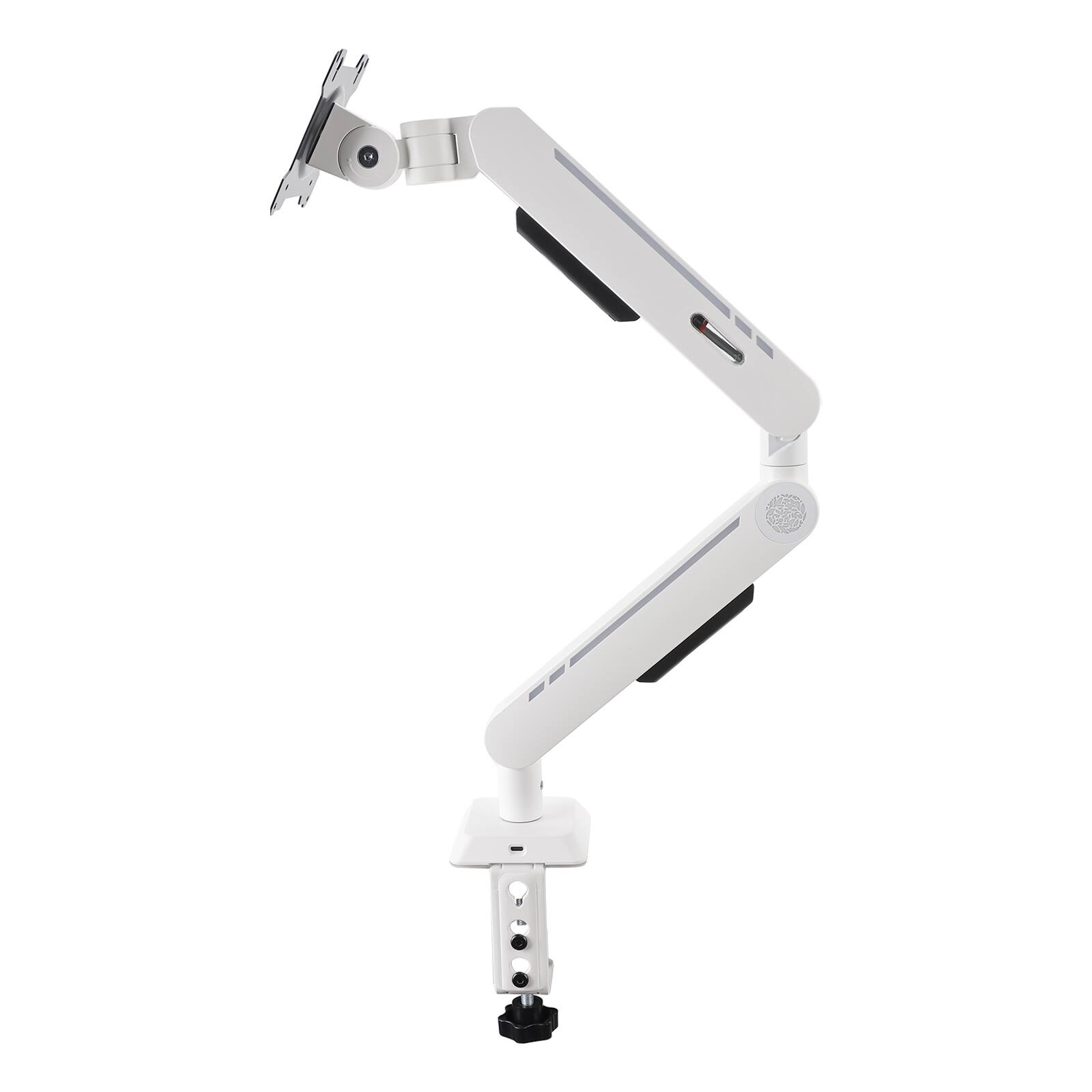 Alt View 6. Topteng - Gaming Monitor Arm for 17"-32" Screens – RGB Lighting, 19.8 lbs Capacity, Full Motion Adjustment, Fit for Gaming Setup - White.