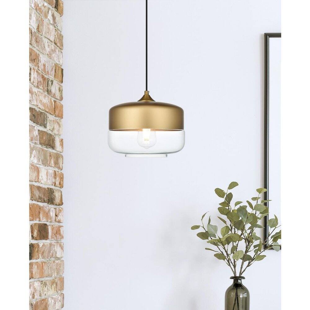 Alt View 6. Living District - Ashwell 10 Inch Pendant Clear Shade in Satin Gold - Satin Gold And Clear.