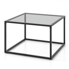 Resenkos - 27.5 Inch Home Square Tea Table with Heavy-duty Metal Frame- Modern Coffee Table for Living Room Office Reception - Gray