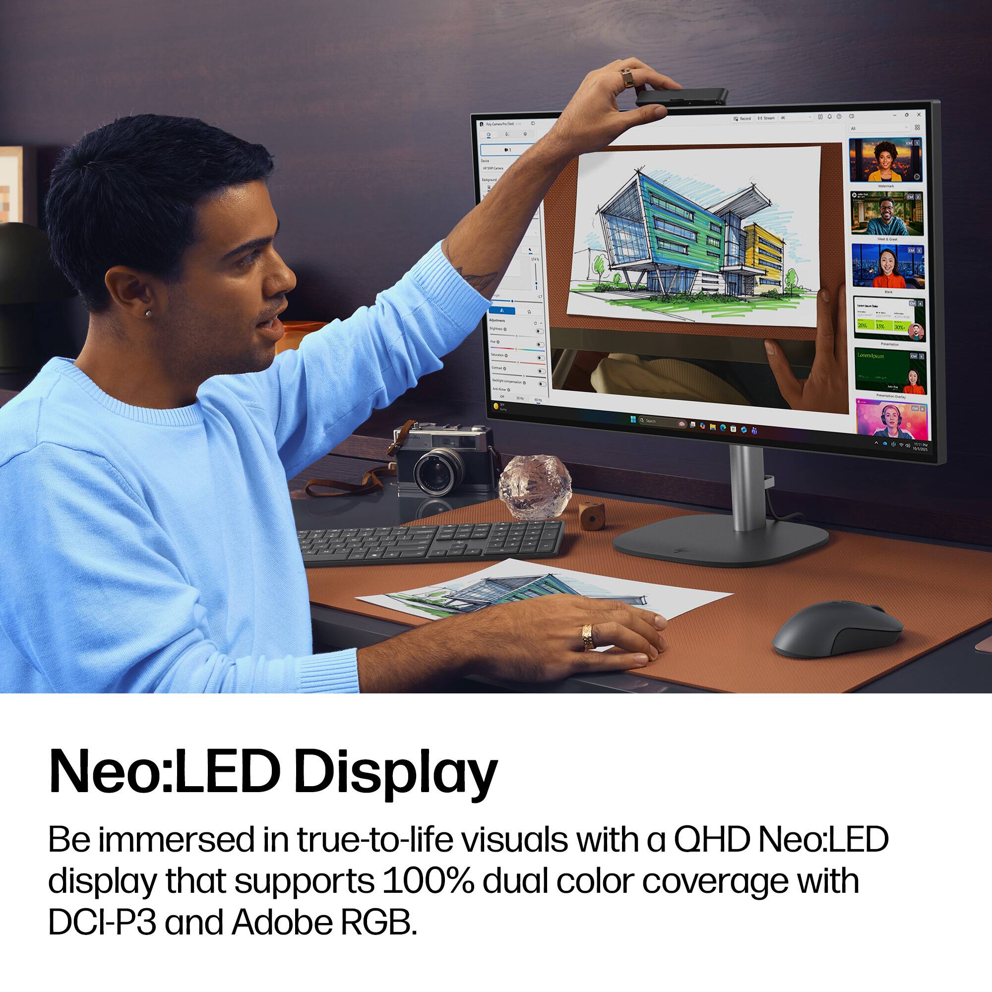 Neo:LED Display

Be immersed in true-to-life visuals with a QHD Neo:LED display that supports 100% dual color coverage with DCI-P3 and Adobe RGB.
