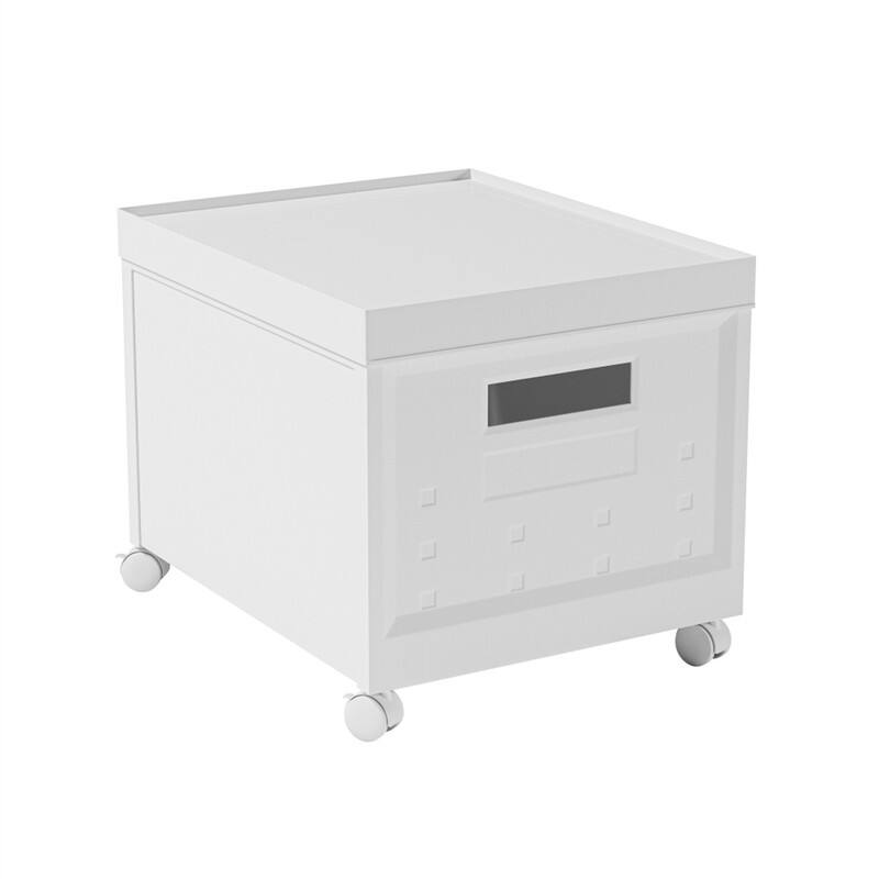 Alt View 1. HTUTWOO - Set of 2 Collapsible Rolling File Boxes - Stackable Storage Organizer with Lids & Wheels, 10 Hanging Files for Home - White.