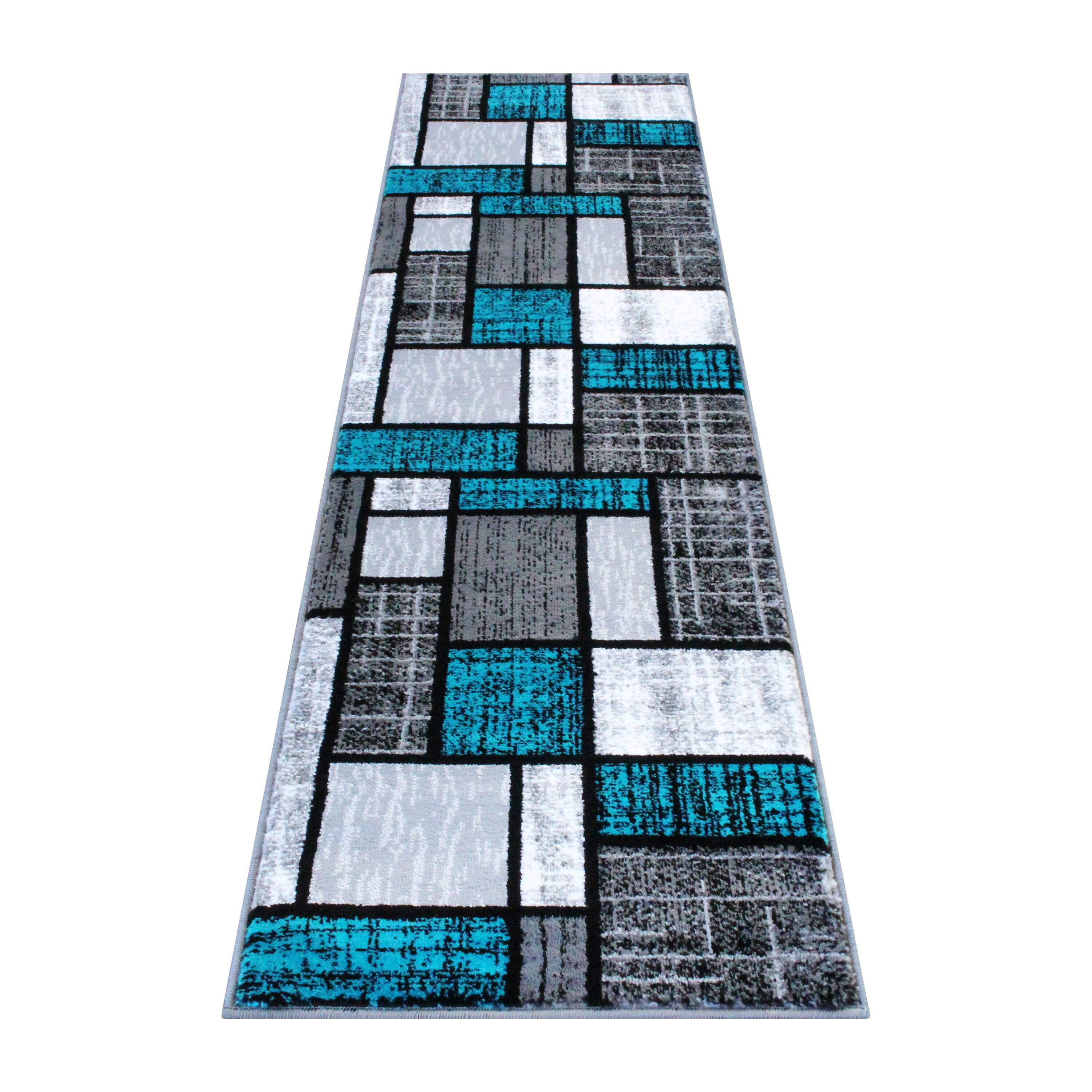 Alt View 1. Emma + Oliver - Livia Accent Rug with Geometric Mosaic Design with Natural Jute Backing - Turquoise.