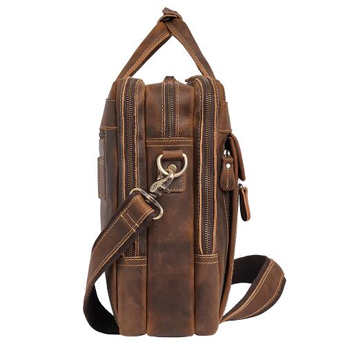 Alt View 1. Luxorro - Leather Briefcase for men. Fits 17" Laptops - Dark Brown.