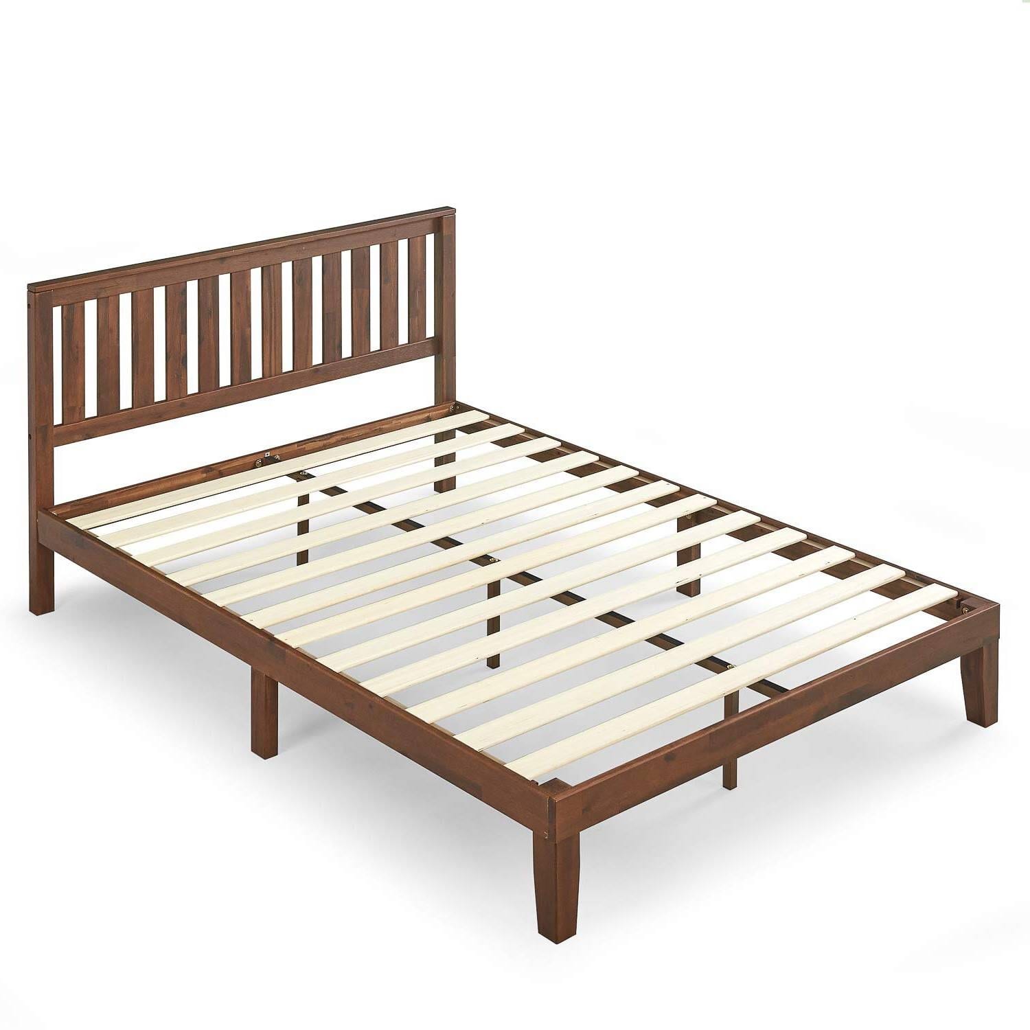 Hivvago - King size Solid Wood Platform Bed Frame with Headboard - Espresso