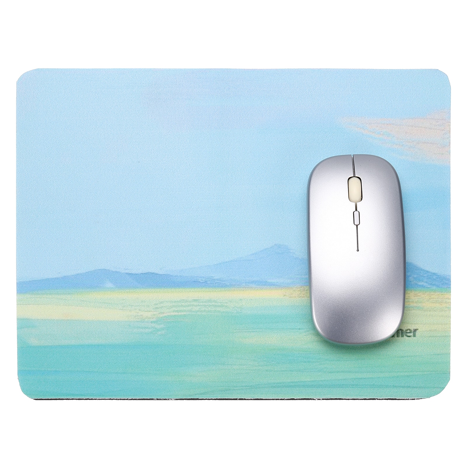 Unique Bargains - Square Mouse Pad 13.6 x 10.4" Non-Slip Rubber Oil Painting Desk Mat for Office Laptop Home Computer Accessories - Blue Grassland