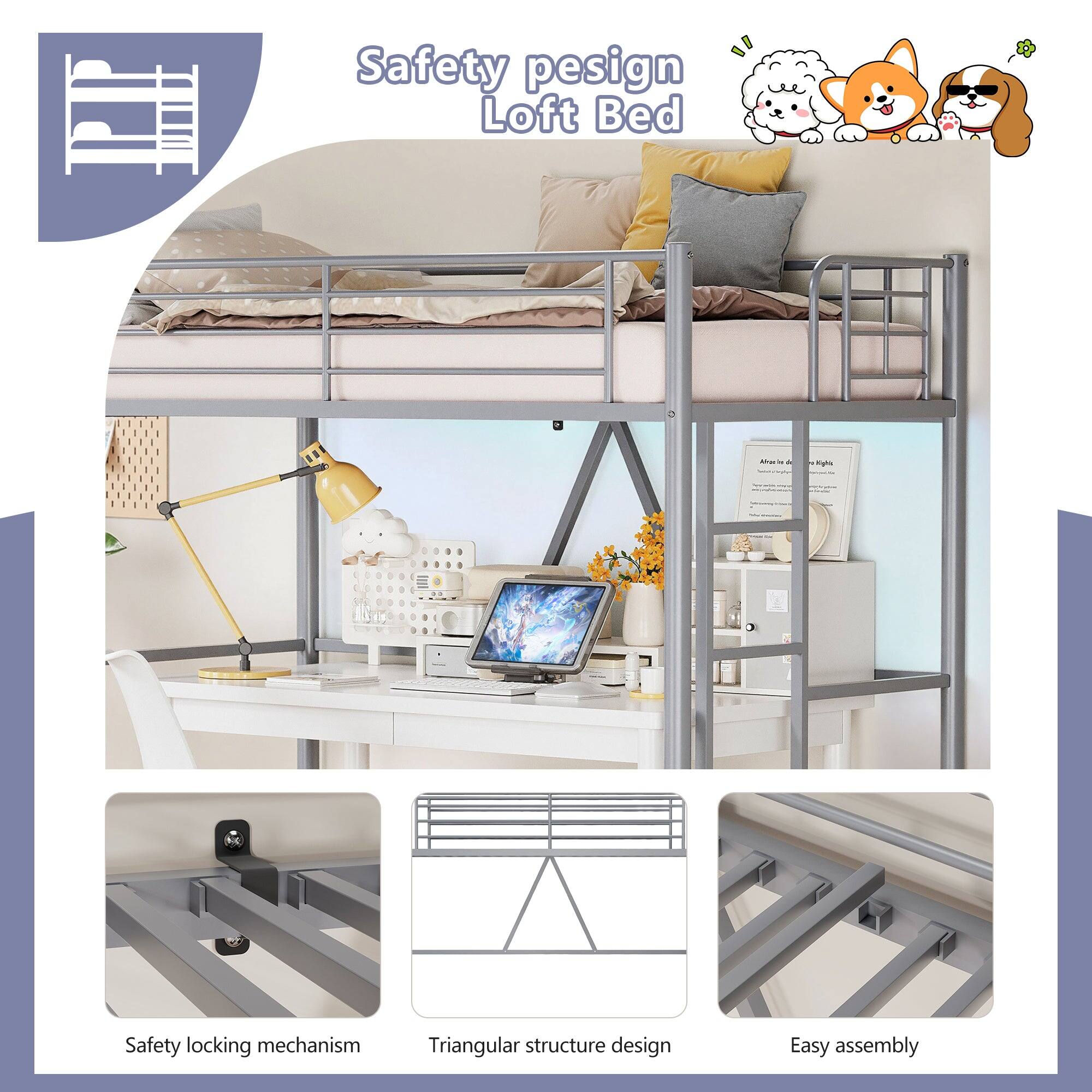 Safety Design Loft Bed

- Safety locking mechanism
- Triangular structure design
- Easy assembly
