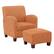 Angle. OSP Home Furnishings - Aiden Chair & Ottoman Herringbone - Orange.