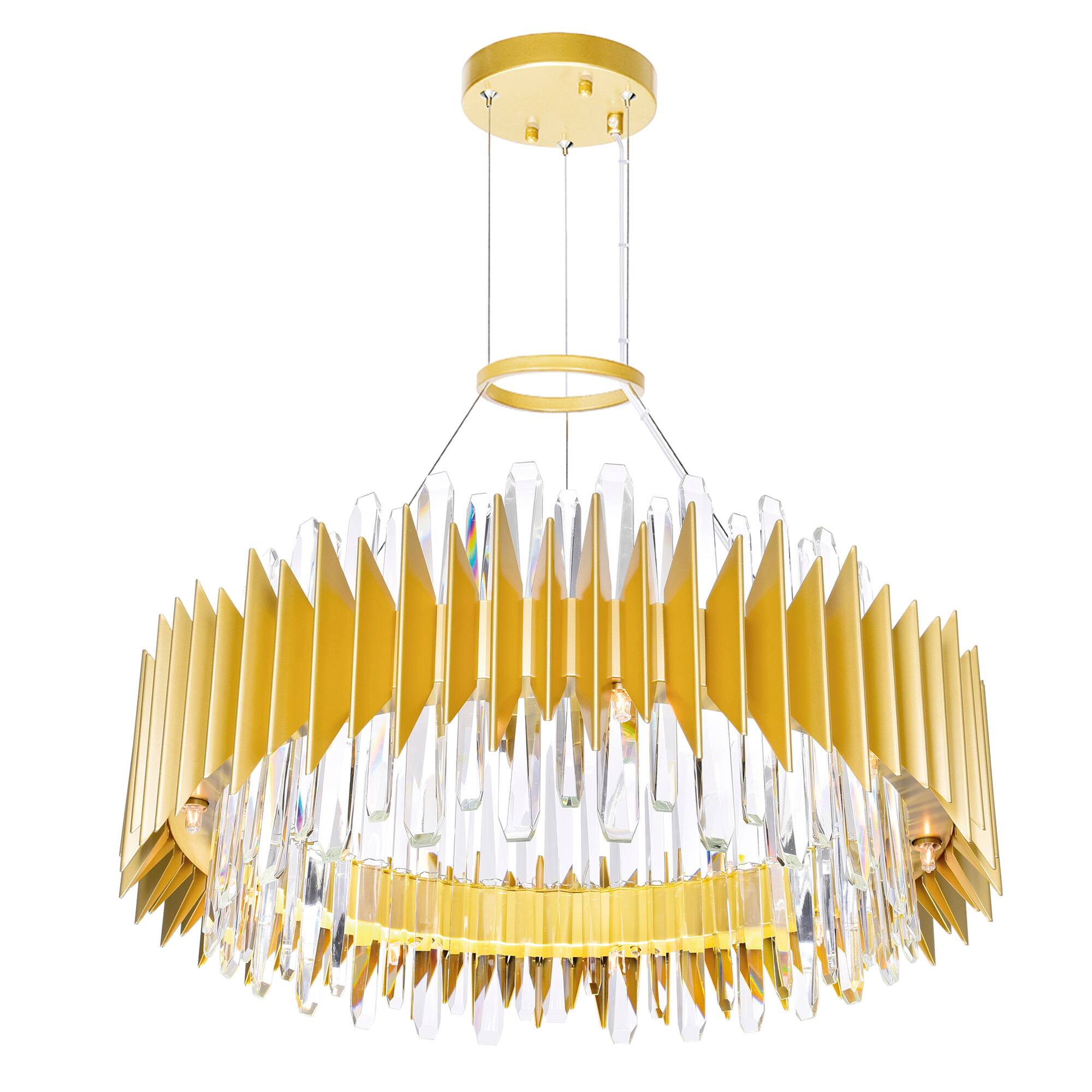 Angle. CWI Lighting - Cityscape 18 Light Chandelier With Satin Gold Finish - Satin Gold.