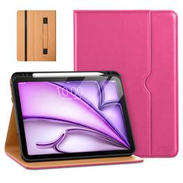 DTTO - Case for iPad Air 11-inch M2/M3 & Air 4th/5th Gen – Premium Leather Folio with Pencil Holder, Auto Sleep/Wake - Rose Red