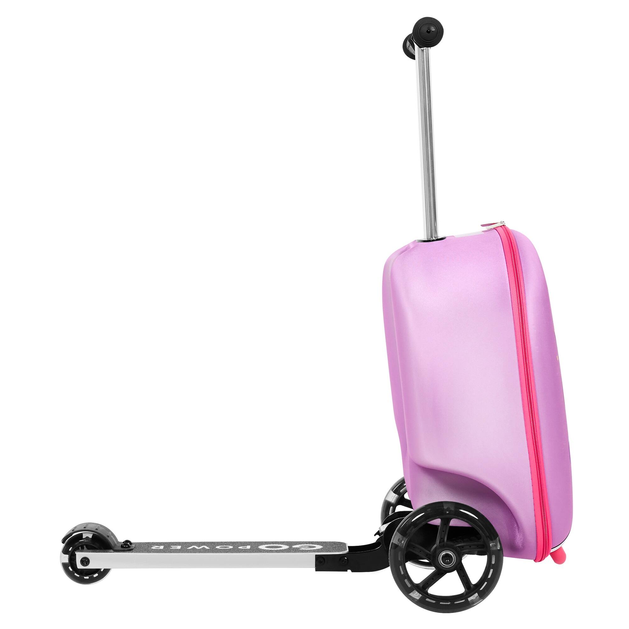 Alt View 5. GoPowerBike - GoPowerBike GoVoyage 3-Wheel Kids Luggage Scooter with Light-Up Wheels | Pink - Pink.