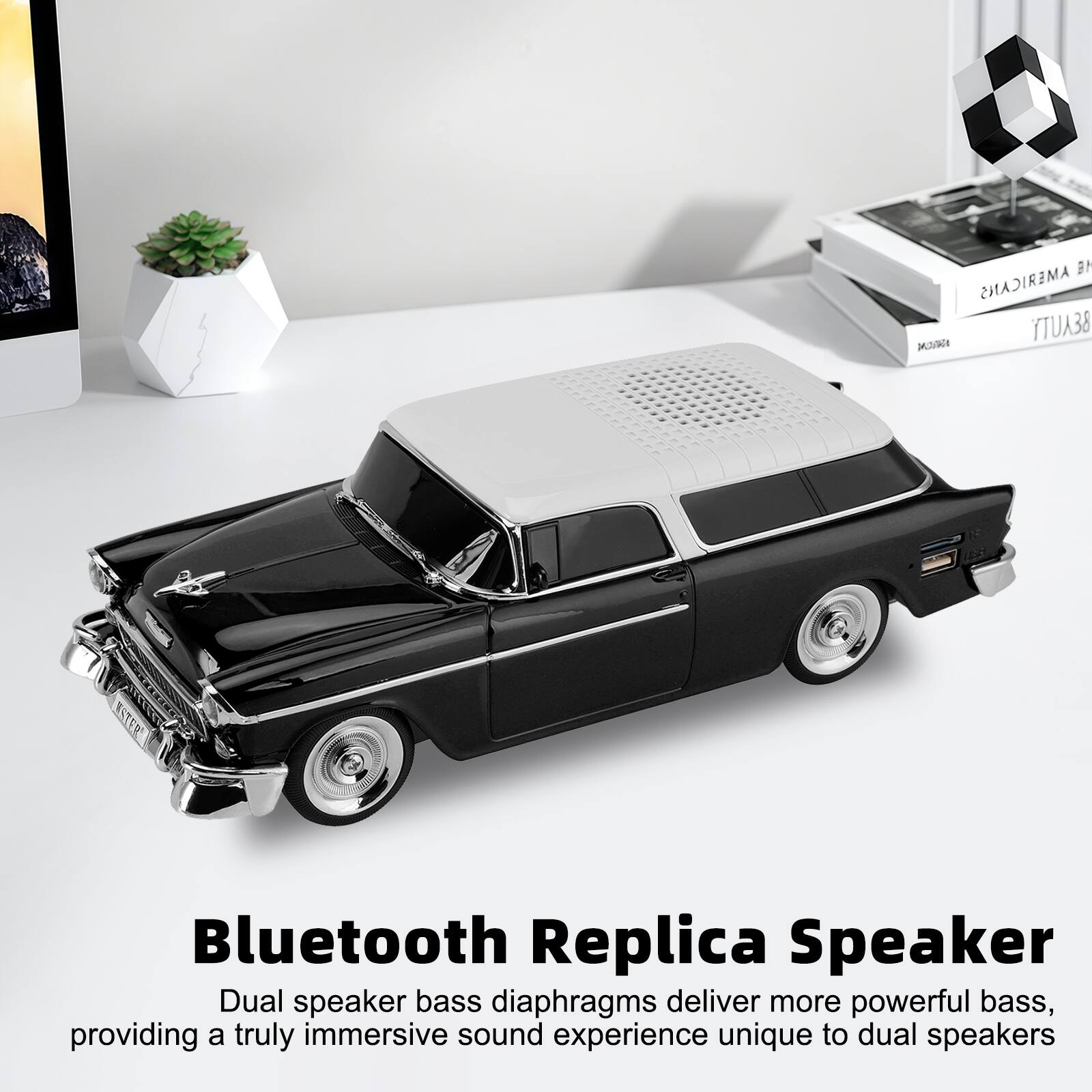 Bluetooth Replica Speaker  
Dual speaker bass diaphragms deliver more powerful bass, providing a truly immersive sound experience unique to dual speakers
