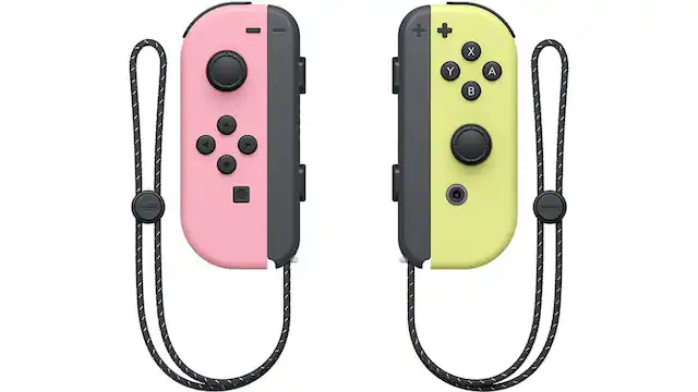 Front. Nintendo - Nintendo Switch Joy-Con Complete Set Left/Right Pastel Pink & Pastel Yellow Manufacturer Refurbished - Multicolored.