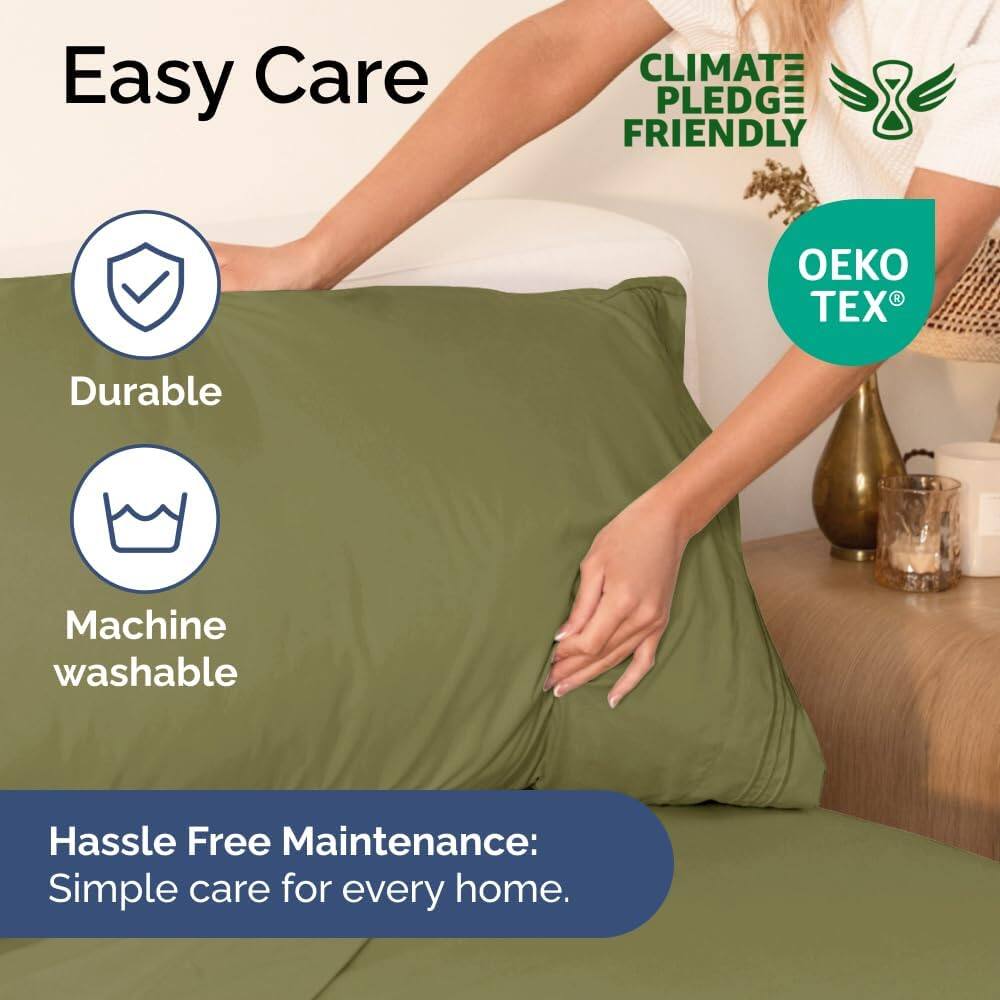 Easy Care  
CLIMATE PLEDGE FRIENDLY  
Durable  
Machine washable  

Hassle Free Maintenance:  
Simple care for every home.