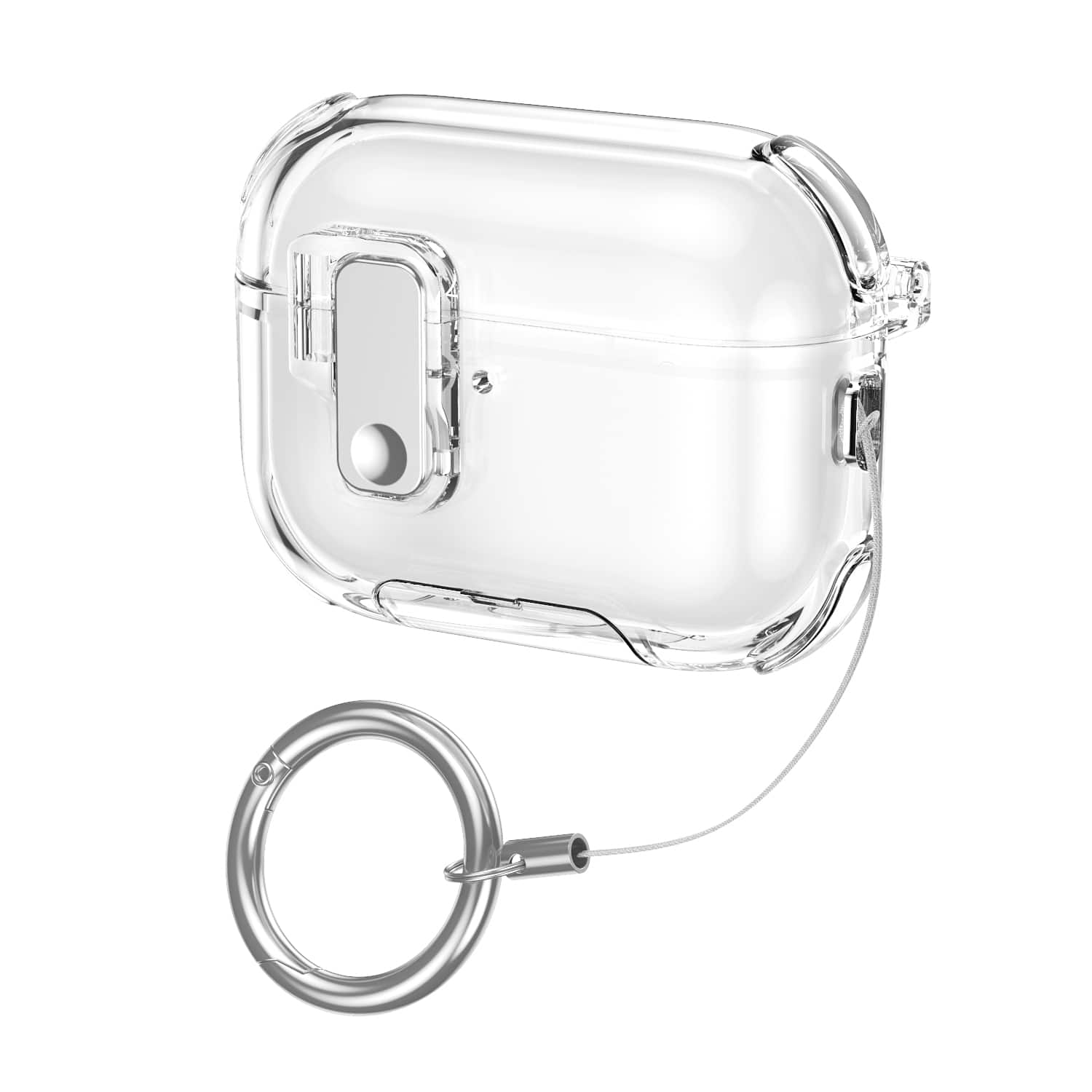 Dteck - Hard Earphone Case for AirPods Pro 3rd Gen (2025),Shockproof Earbuds Case,Slim Safety Lock Cover with Metal Ring Buckle - Clear