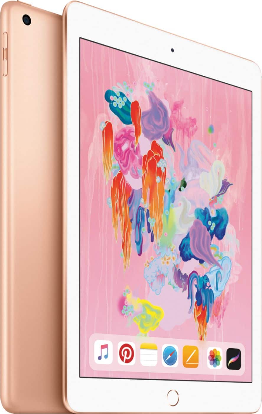 Alt View 12. Apple - Certified Refurbished - Apple iPad (6th Generation) (2018) Wi-Fi + Cellular - 128GB (Unlocked) - Gold.