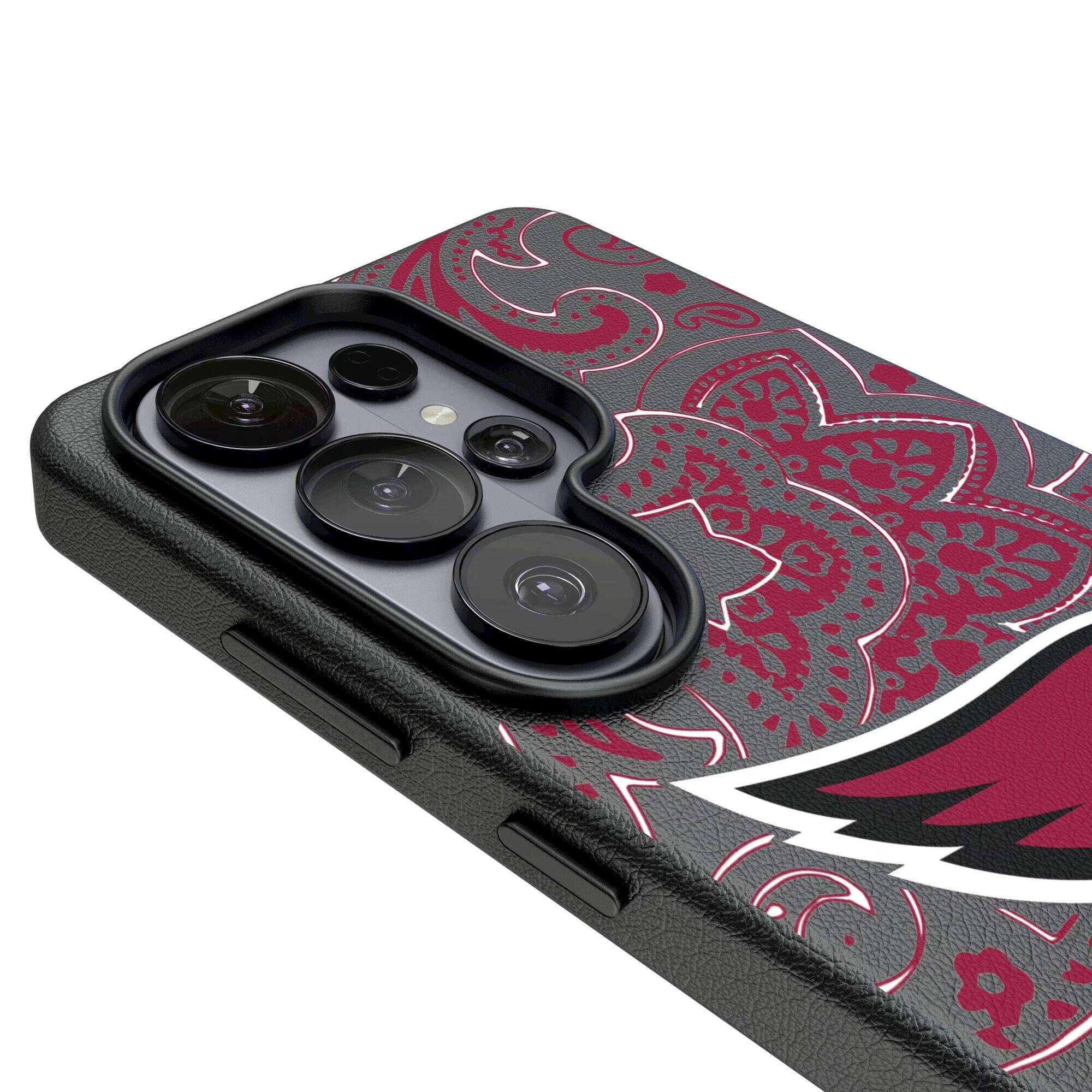 Alt View 2. Keyscaper - Arizona Cardinals Paisley Galaxy Magnetic Bump Case - S24 Ultra - Black.