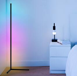 PRIMEPLUS - Modern 10W LED Corner Floor Lamp with 16 Million DIY Color Changes, APP/Remote Control USB Power, Music Rhythm Follow - Multi