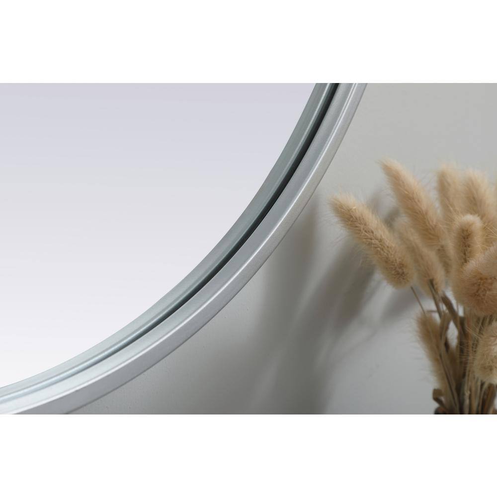 Alt View 2. Elegant Decor - Metal Frame Oval Mirror 20x30 Inch in Silver - Silver.