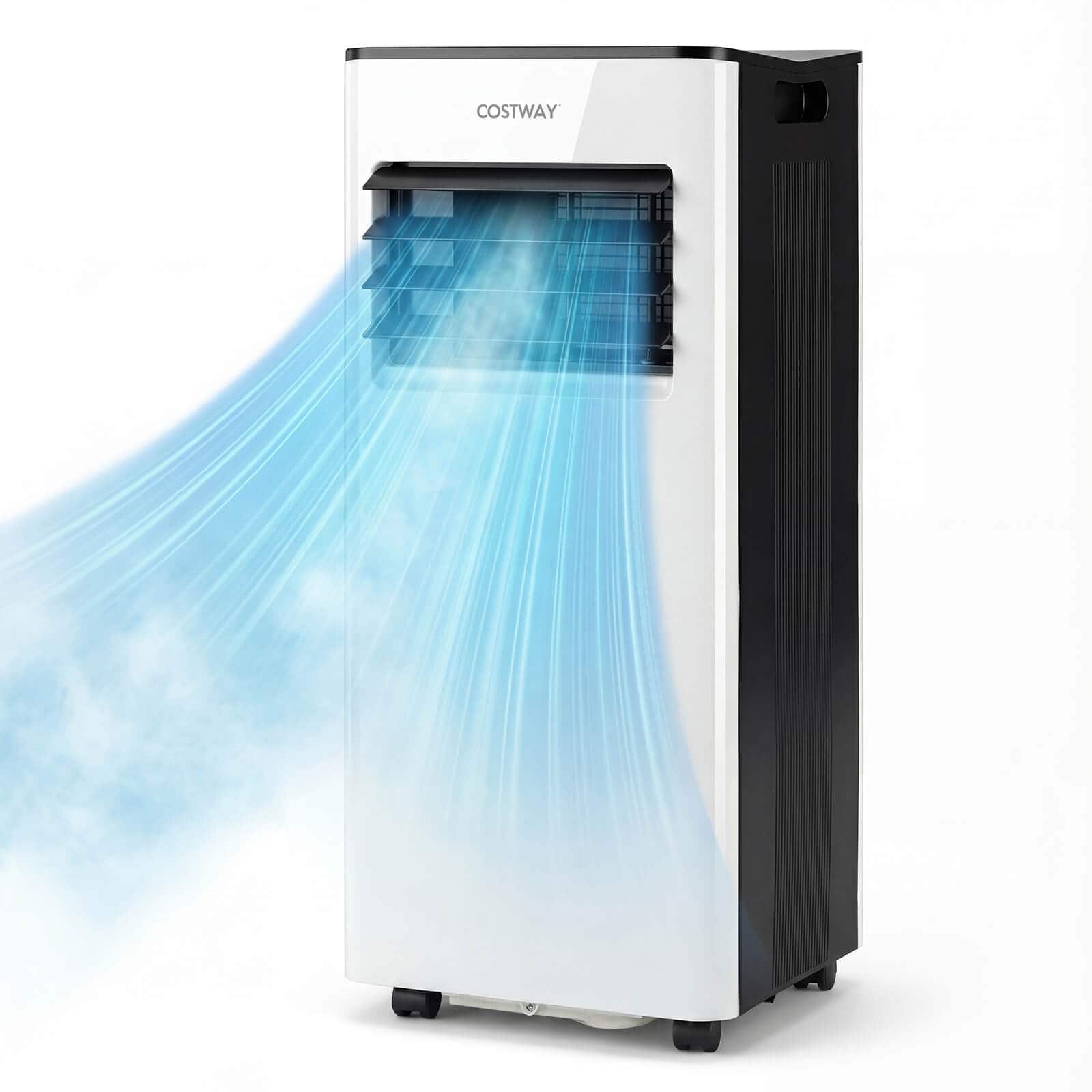 Costway - 8000 BTU AC Cools Room up to 350 Sq.Ft. 3-in-1 Air Cooler with Fan, Dehumidifier - White,Black