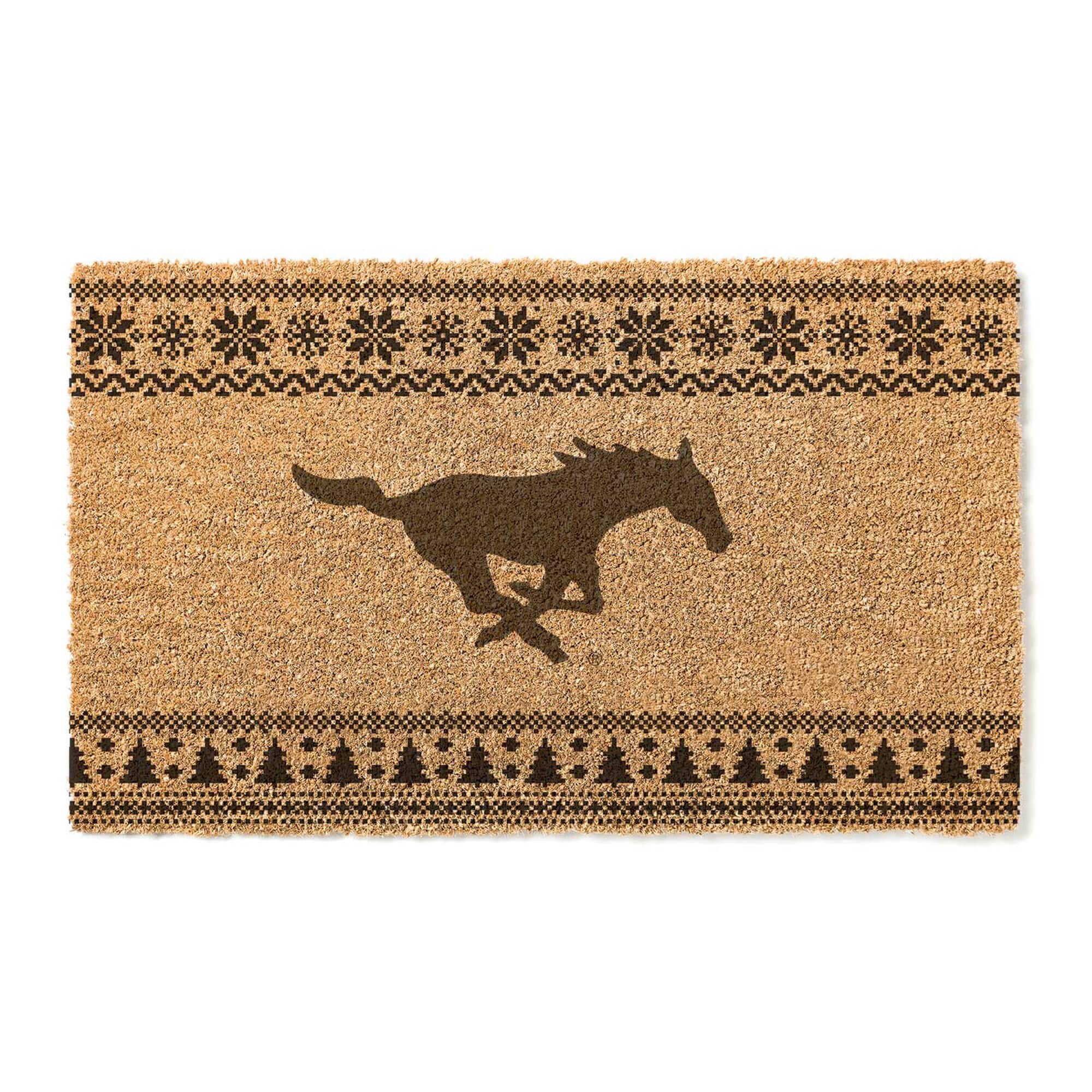 Jardine - SMU Mustangs 18" x 30" Holiday Coir Doormat - Brown