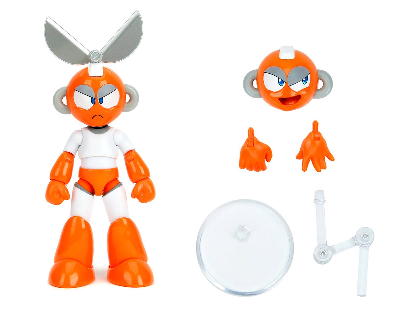Angle. Jada - Cut Man 4.5" Moveable Figure with Accessories and Alternate Head and Hands "Mega Man" (1987) Video Game Model by Jada - White with Orange.