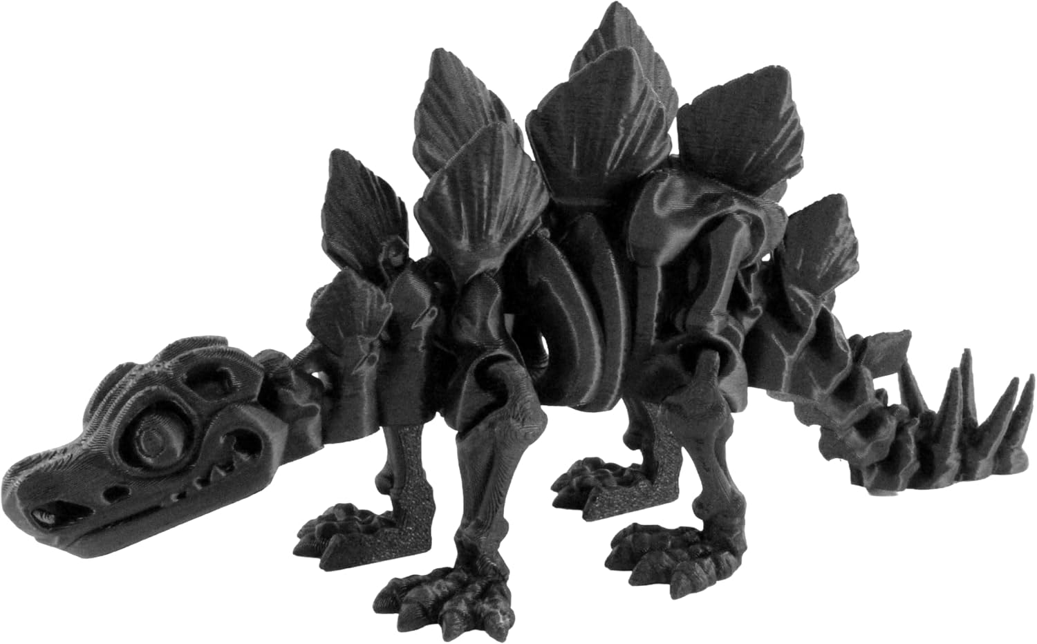 3D Printed Skeleton Stegosaurus, Prehistoric Collectible Articulating Dinosaur 3D Figurine Desk Décor Black by PowerTRC