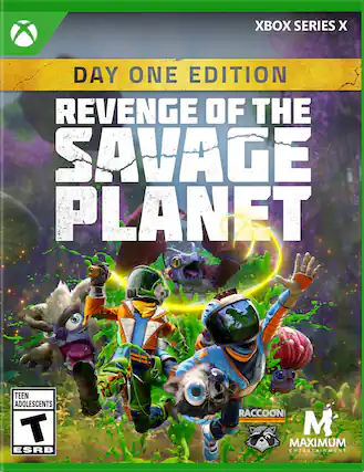 "Xbox Series X Day One Edition Revenge of the Savage Planet: Teen Adolescents Raccoon Lagoon Maximimum Entertainment" - T (Teen 13+)