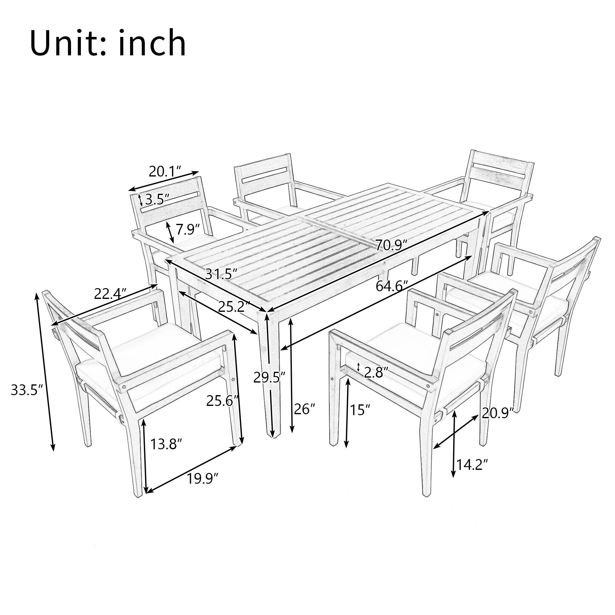 Unit: inch  
20.1"  
13.5"  
7.9"  
70.9"  
22.4"  
31.5"  
25.2"  
64.6"  
33.5"  
29.5"  
25.6"  
26"  
2.8"  
15"  
20.9"  
13.8"  
19.9"  
14.2"